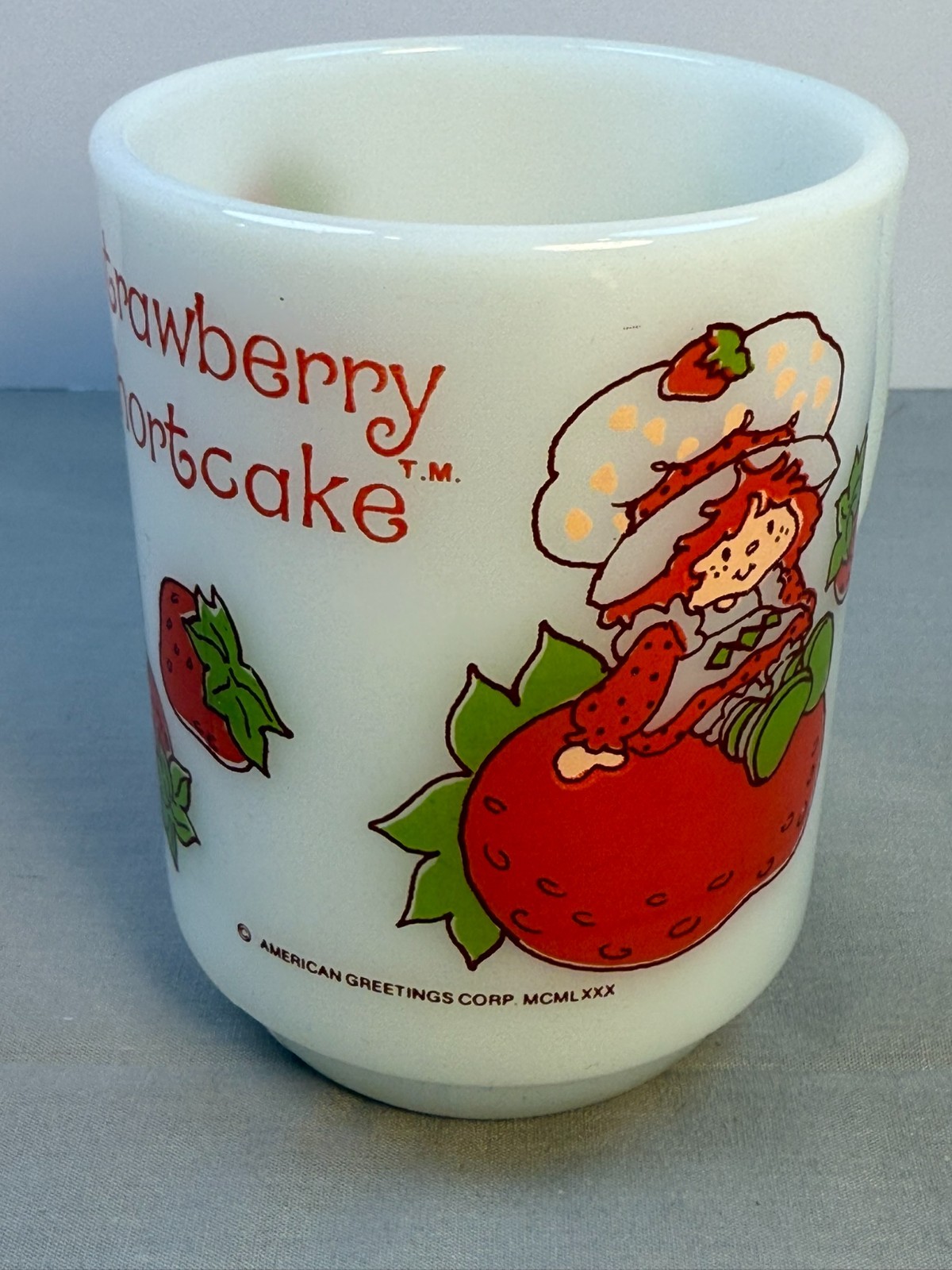 1980 Strawberry Shortcake Fire King Mug Anchor Hocking Milk Glass