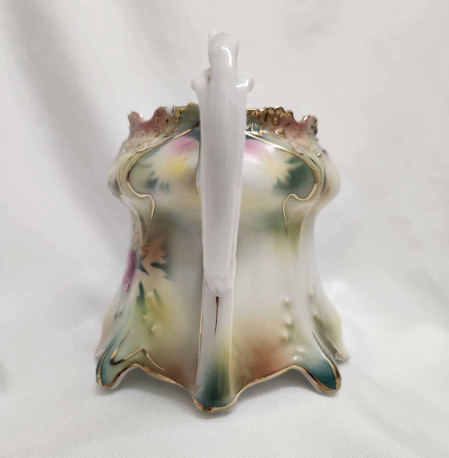 RS Prussia Antique Porcelain Small Teapot Floral Pattern With Lid