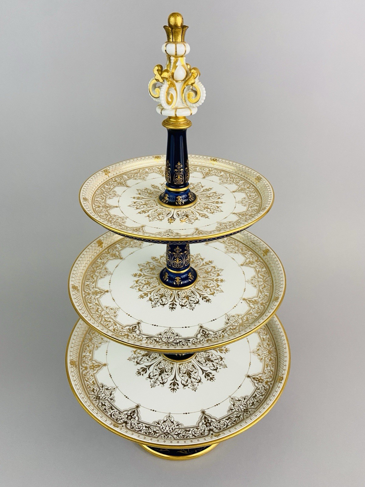 Museum Sèvres Pair Of Three-Tier Dessert Stands 1852, Exceptional Gilding, RARE