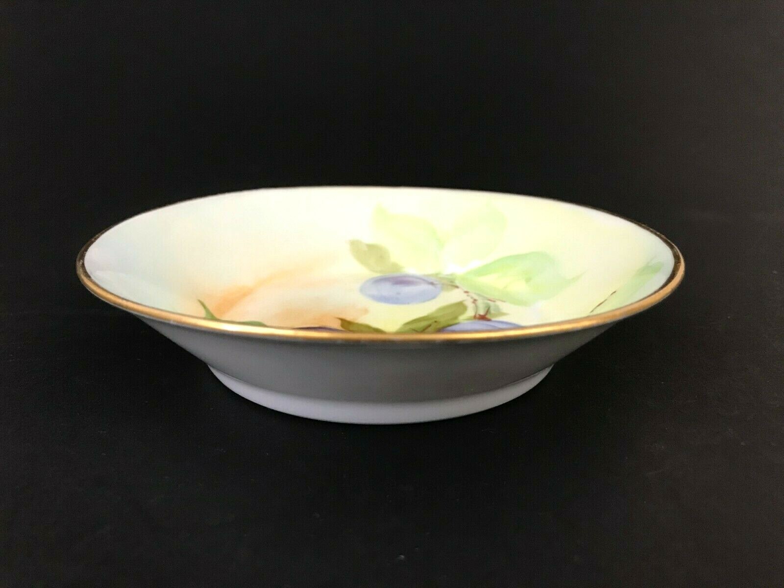 O&EG Royal Austria Berries Floral Serving Bowl w 6 Berry Bowls Set Artist Signed