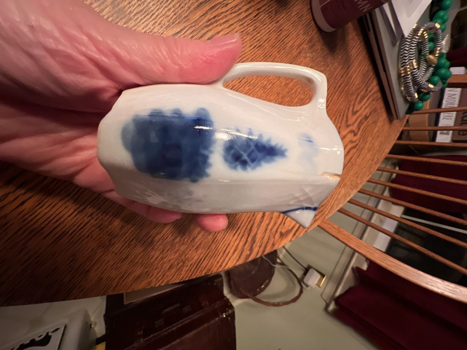 Vintage Blue and White Porcelain Creamer Pitcher