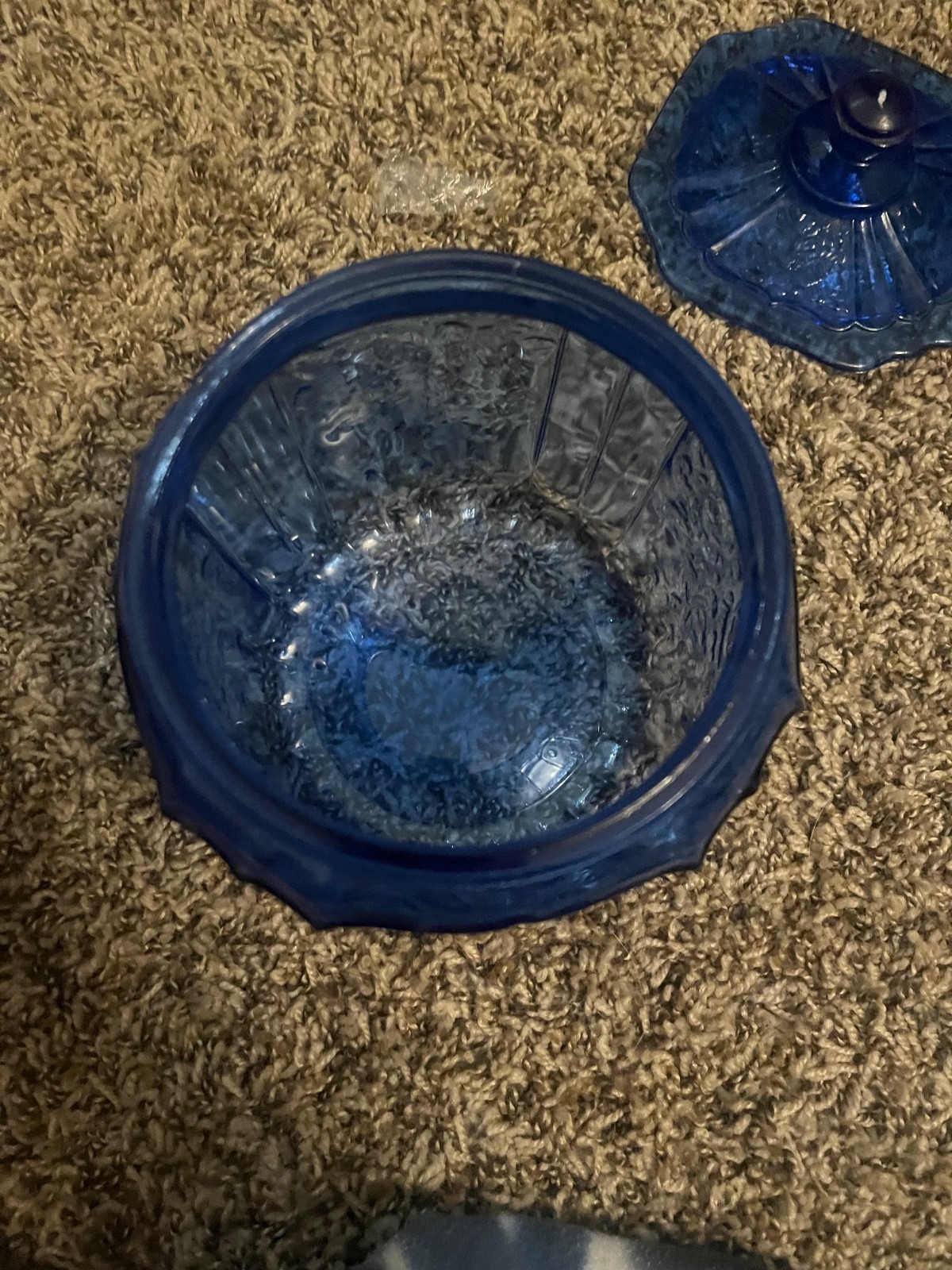 Vintage Anchor Hocking Mayfair Open Rose Cobalt Blue Cookie Jar Depression Glass