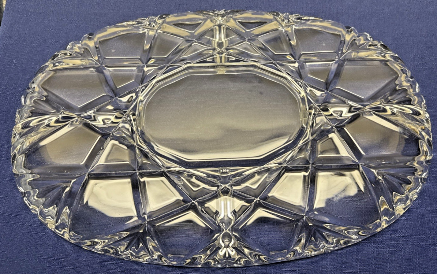 Divided Relish Platter Mikasa Crystal Roxborough Clear Glass 15″L Germany READ