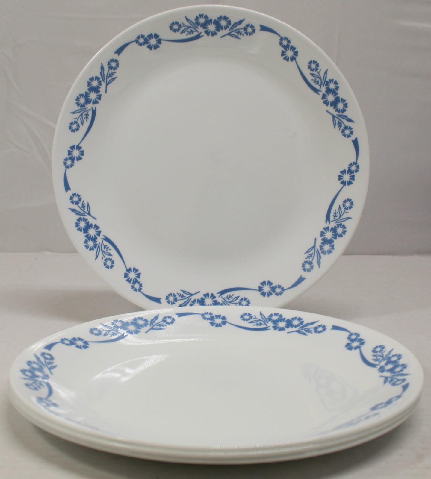 4 Corelle 60th. Anniversary Blue CORNFLOWER 10.25″ Dinner Plates USA