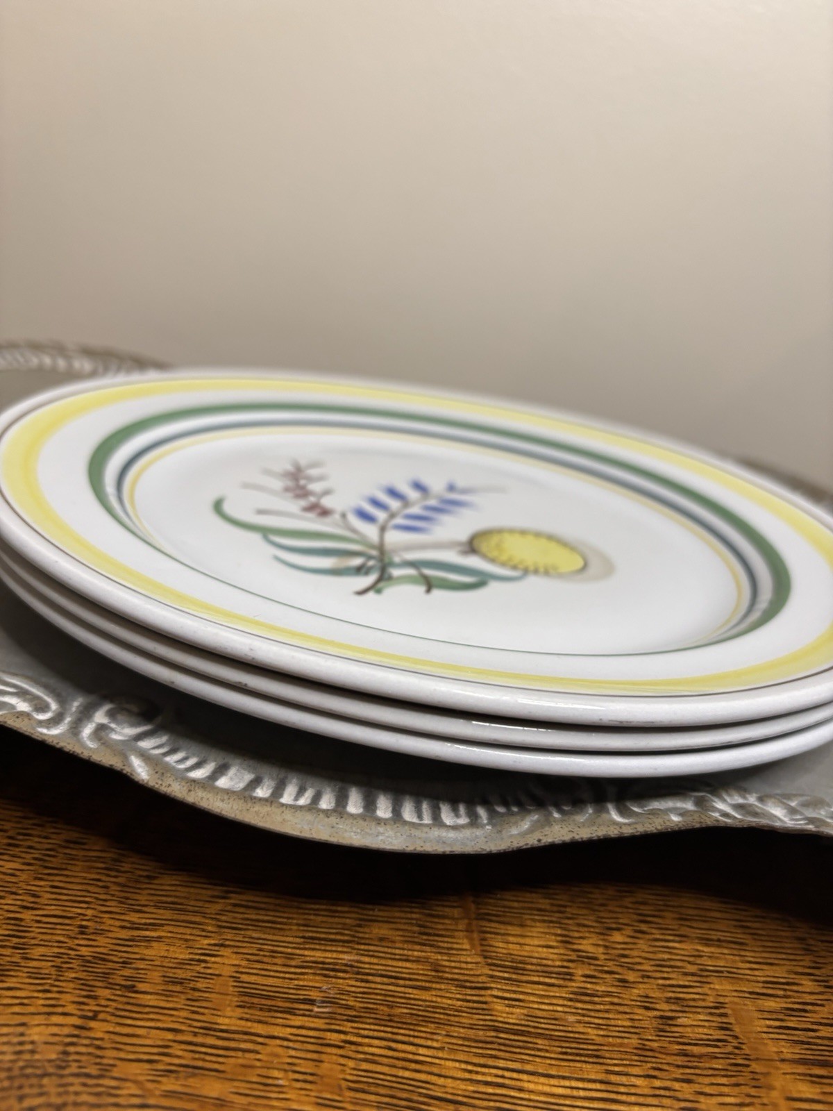 Set Of 3 Arabia Finland Wildflower Plate Hand Painted 9.25″ Vtg Scandinavian
