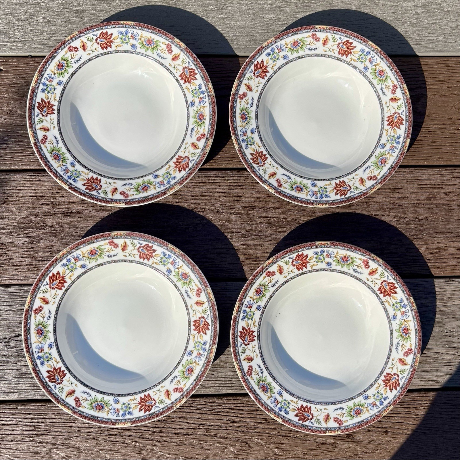 Queen’s Indian Tree Rim Soup Salad Bowls 8.5″ – Set of 4 Multicolor Floral