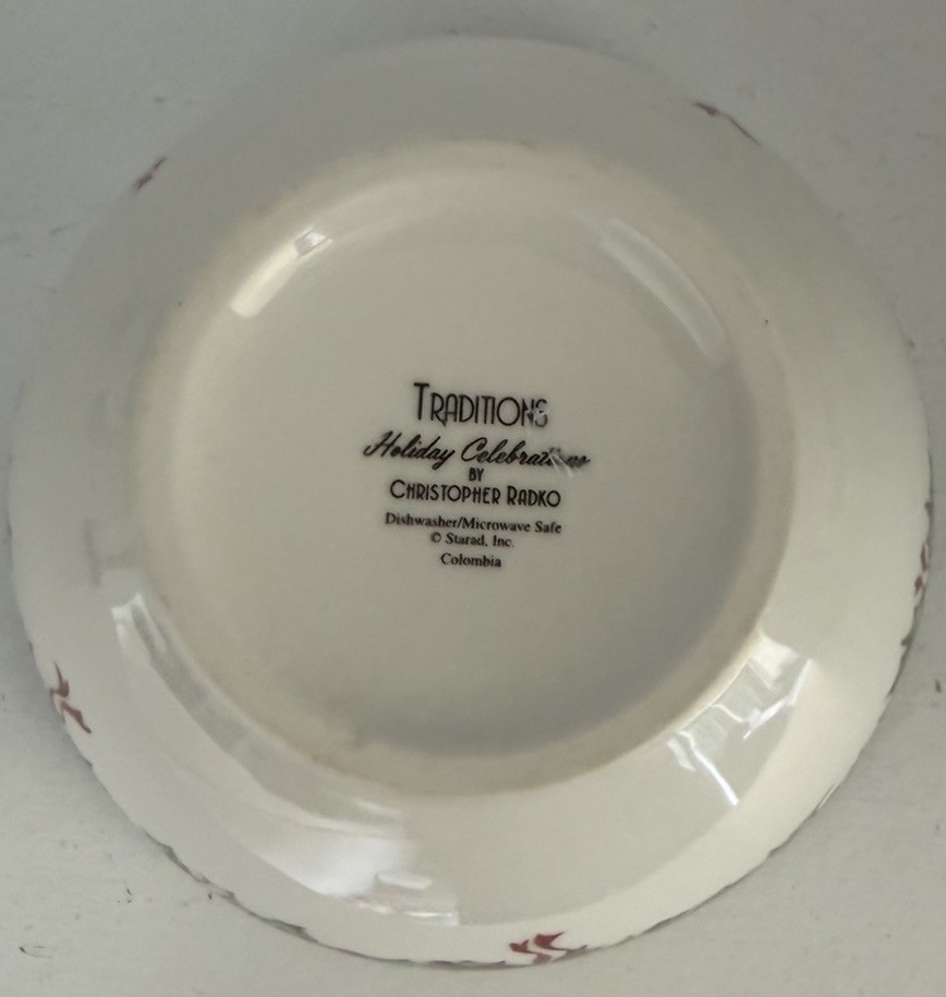 Christopher Radko 6” Traditions Holiday Celebrations Bowl Soup Cereal Set of 3