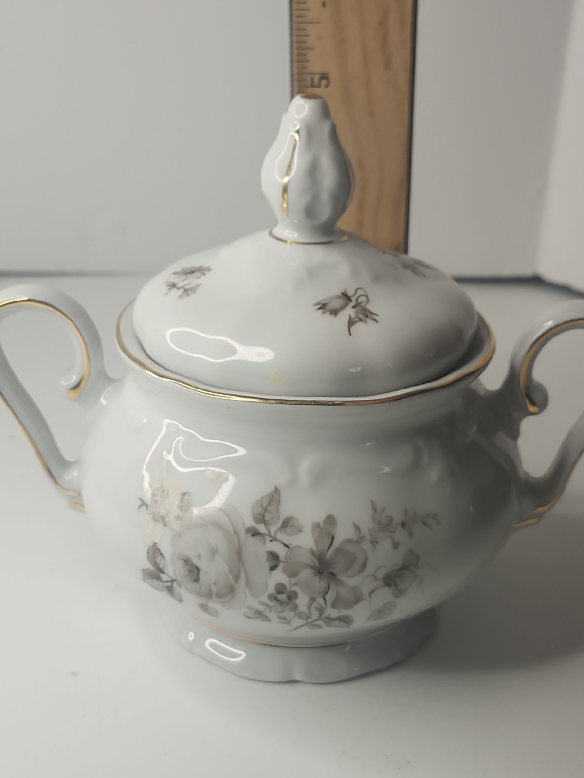 Vintage Winterling Bavaria Empress Sugar Bowl Floral Porcelain Gold Trim