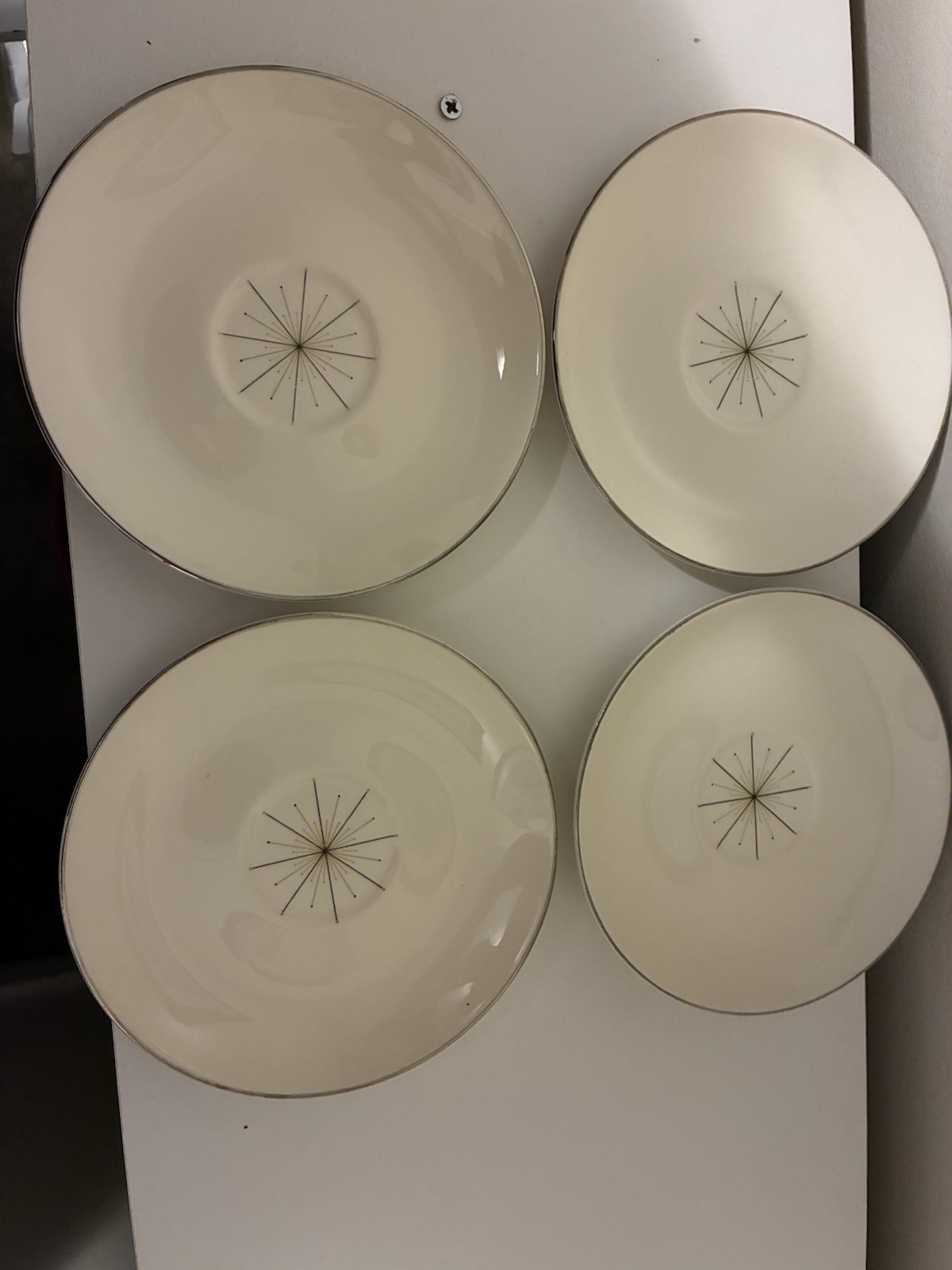 Vtg HLC Modern Star Saucers Set Of 4 MCM Atomic Starburst 💫 Homer Laughlin