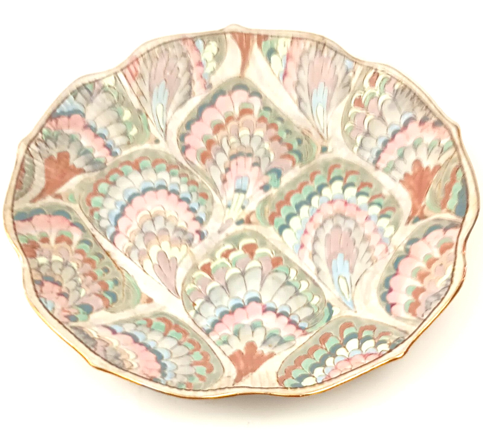 Andrea By Sadek Marble Flame Fan Marbleized Plate 10.25”Diam Round