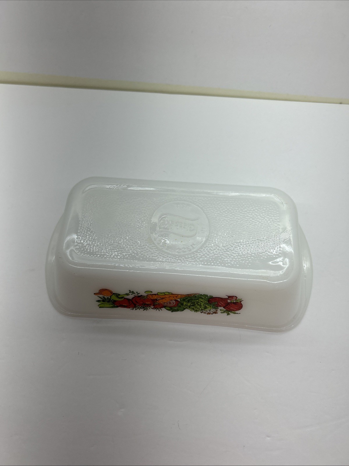 Vintage Glasbake Vegetable Design Milk Glass Bread Pan J522