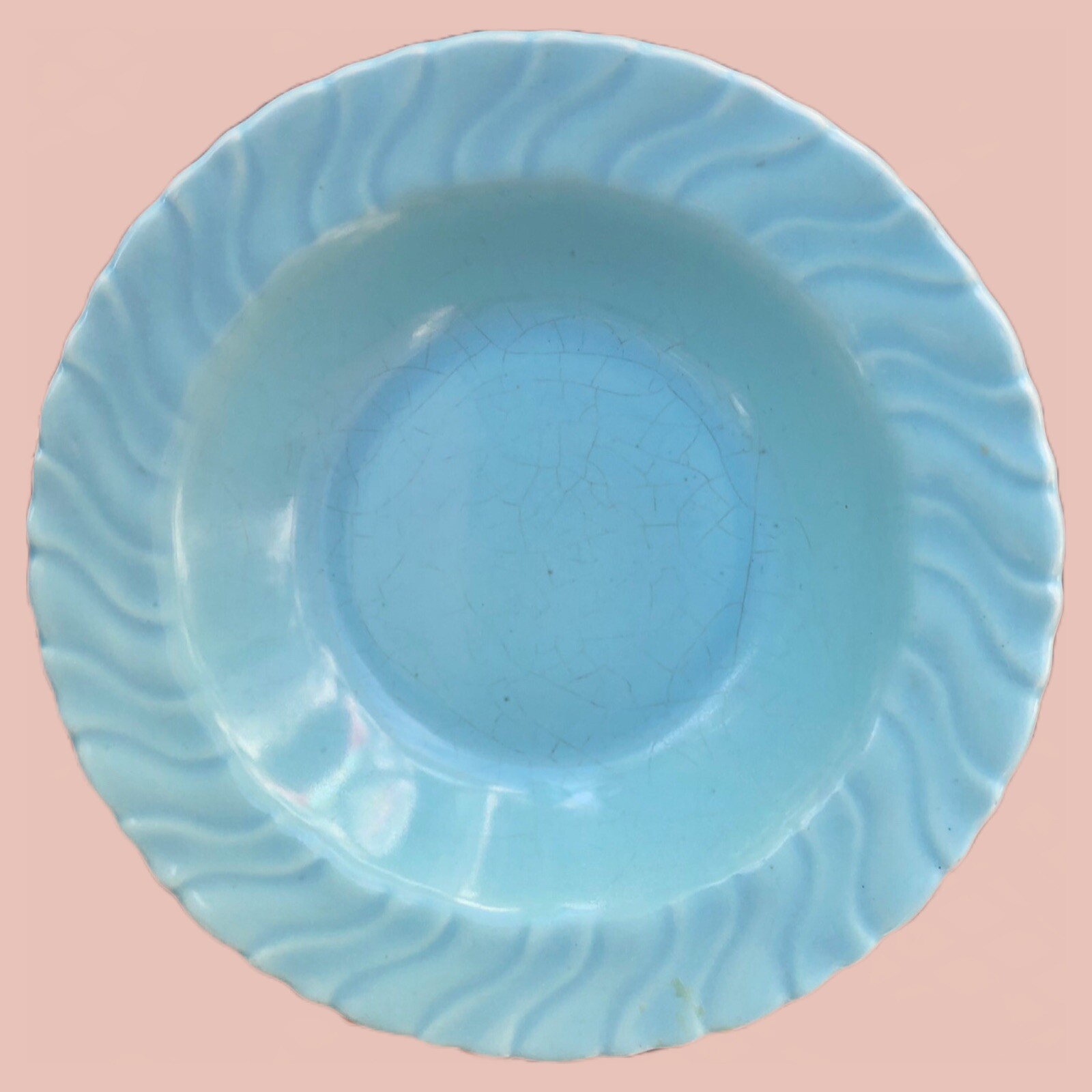 HOLLYDALE POTTERY “CAPISTRANO” Turquoise Fruit Bowl Vintage Los Angeles, USA