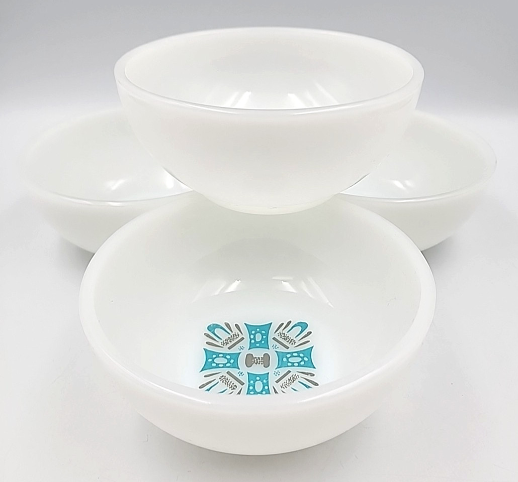 Set of 4 Blue Heaven Anchor Hocking Fire-King Cereal Bowls – 5 in – Vintage