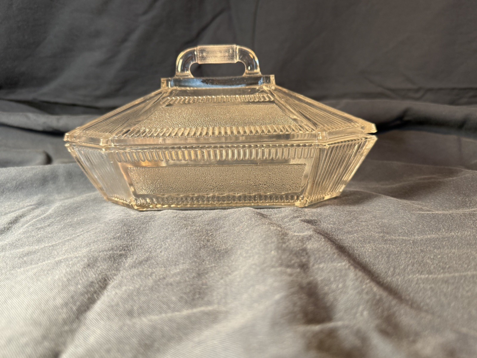 EAPG Bryce, Walker & Co. Glass Covered Dish, circa 1887. Derby / Pleat & Panel