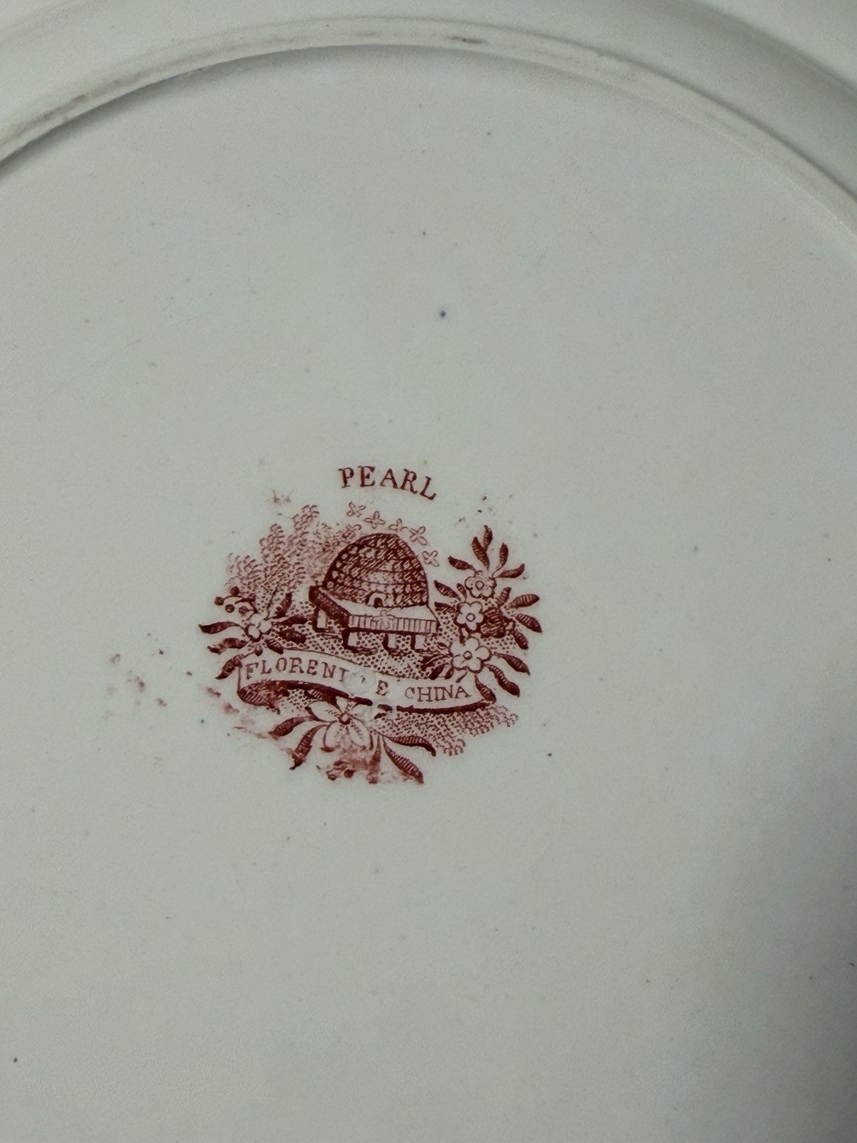 Staffordshire Printed Plate, “PEARL – FLORENTINE CHINA” Pattern