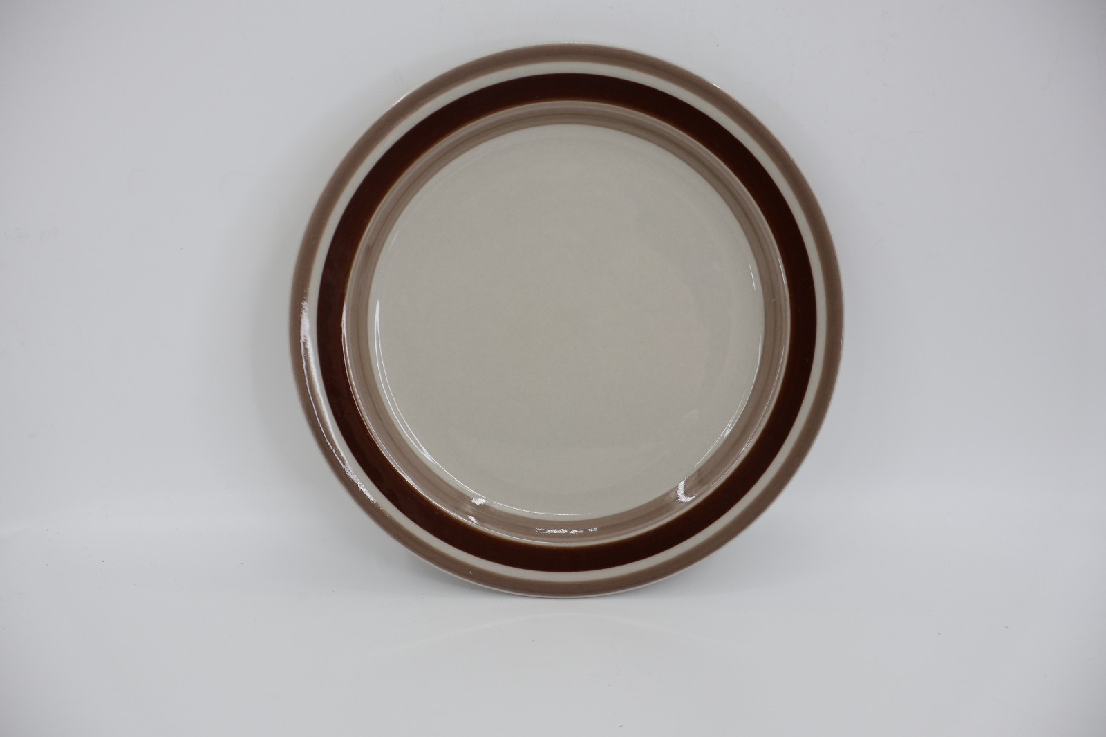 Arabia Finland Pirtti Salad Lunch Plates 7.75″ Brown Stripe Stoneware Lot of 4