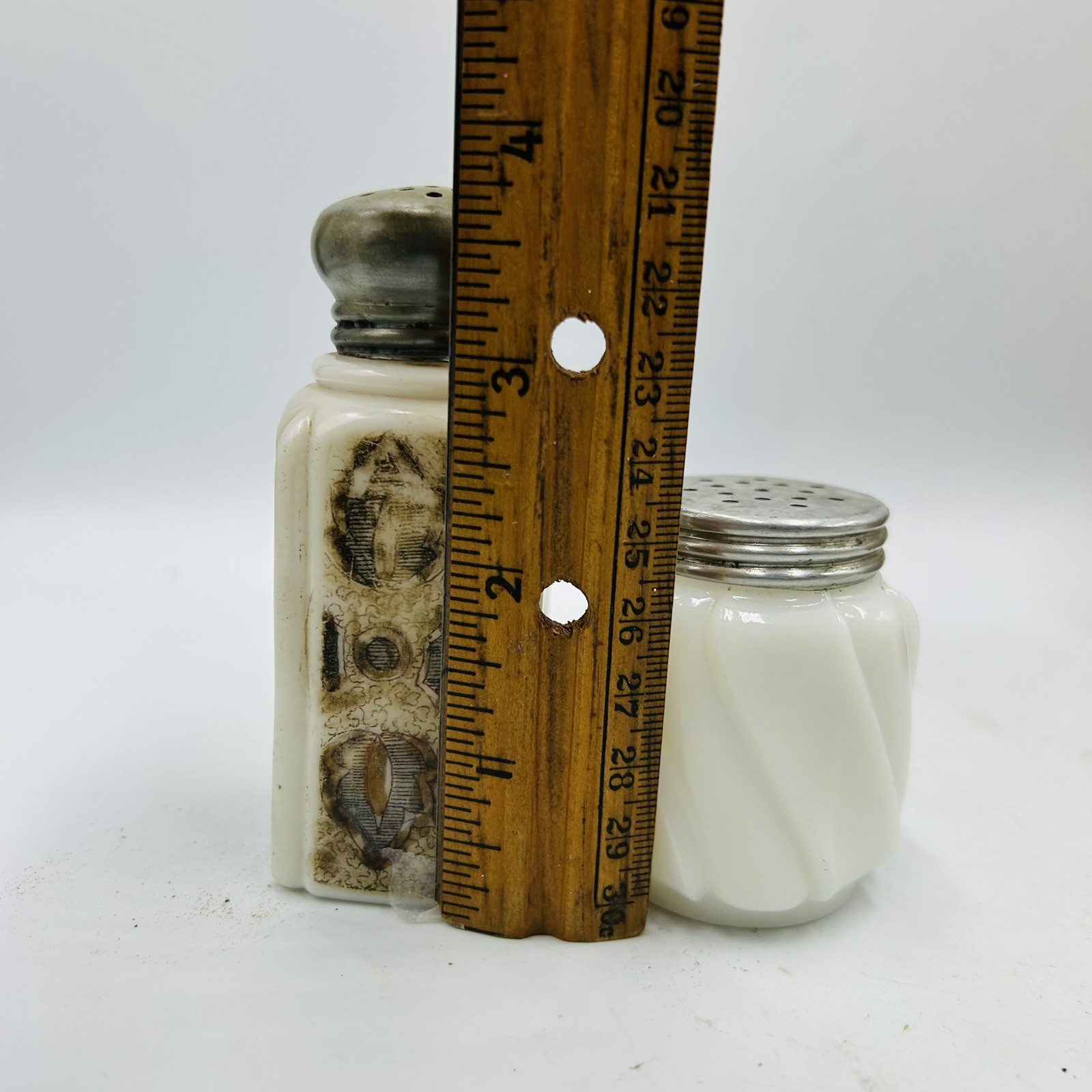 5 Antique Eapg Milk Glass Mixed Lot Salt Shakers