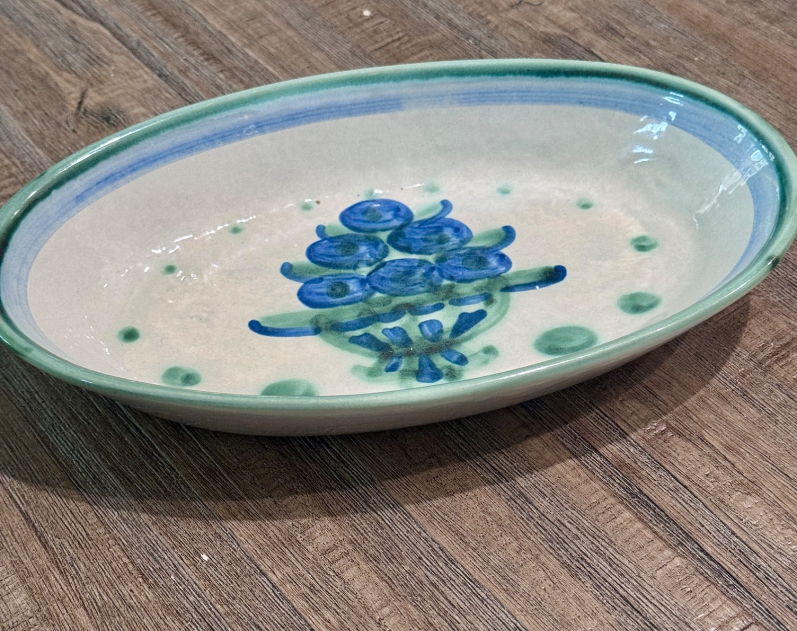 Vintage M.A. Hadley Blueberry Bouquet Oval Relish Tray Serving Dish Signed