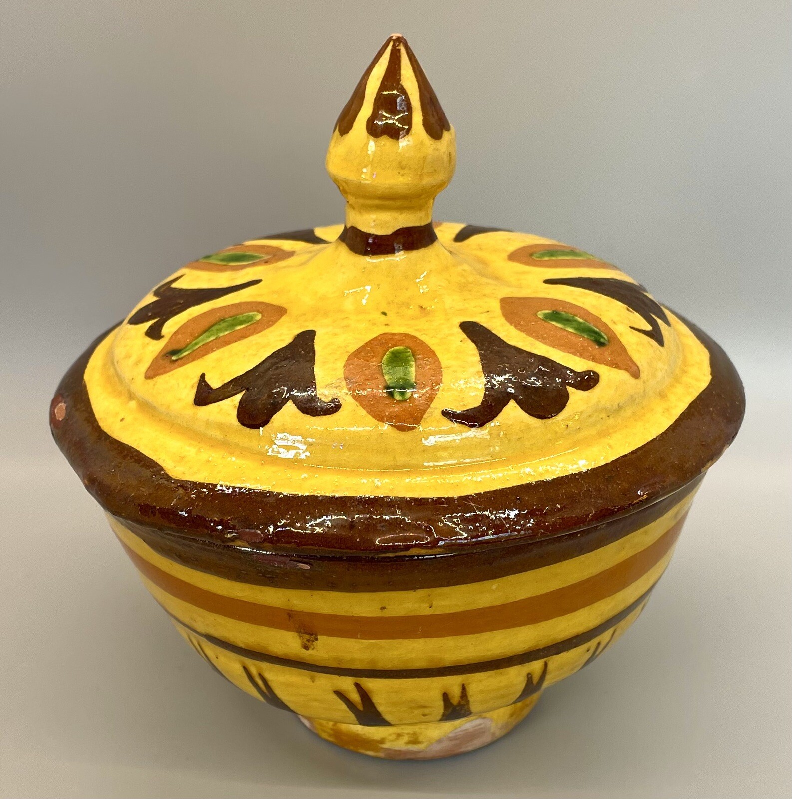 Antique Yellow Multan Sindh Pottery Dish Hand Painted Earthenware