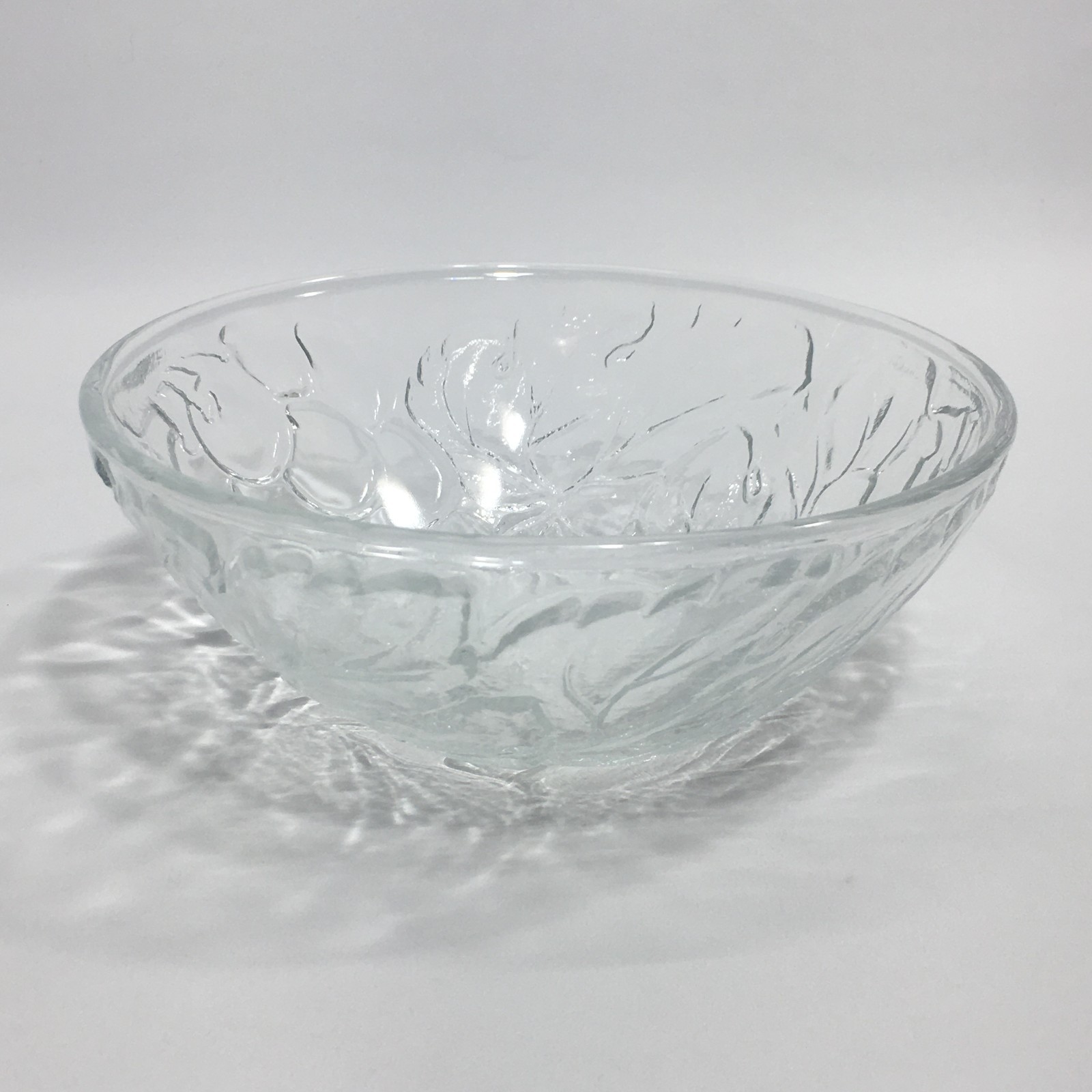 3 KIG Indonesia Vintage Embossed Salad Bowl 6″ Clear Glass Harvest Grape