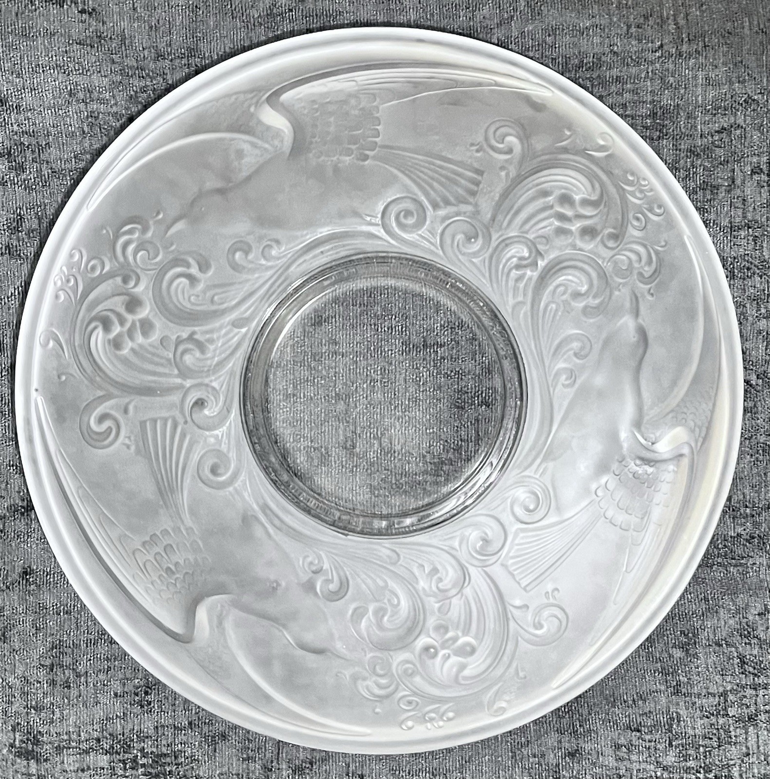 Vintage Val Saint Lambert 11 3/4” Gloucester Pattern Frosted Glass Torte Plate