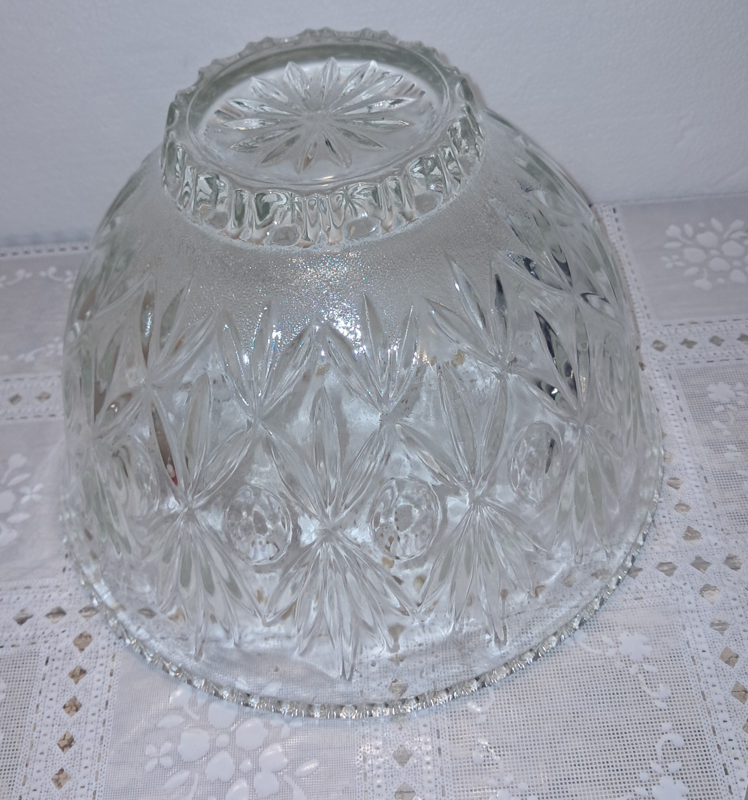 Crystal Punch Bowl Set With 6 Cups & Laddle