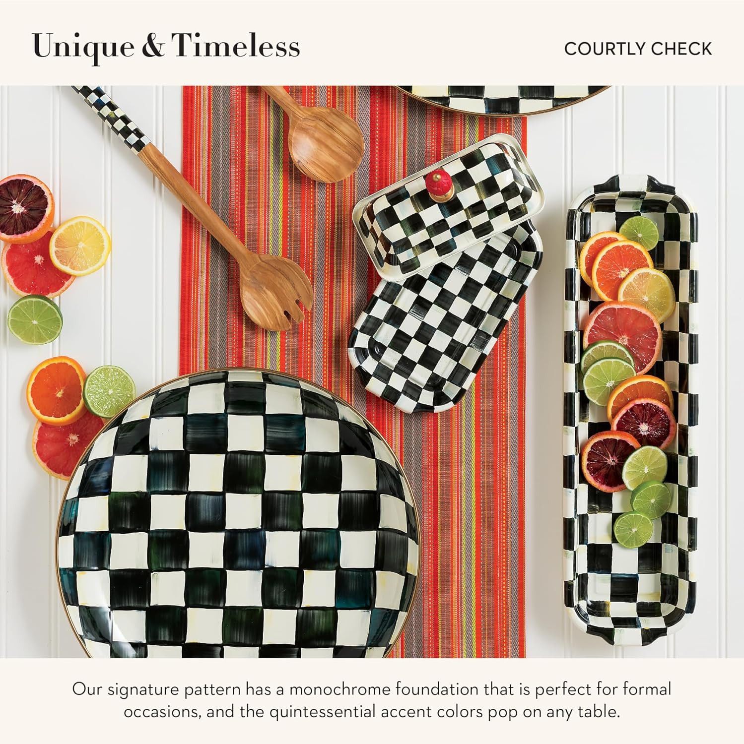 Courtly Check Enamel Baguette Dish – Stylish Serving for French Bread