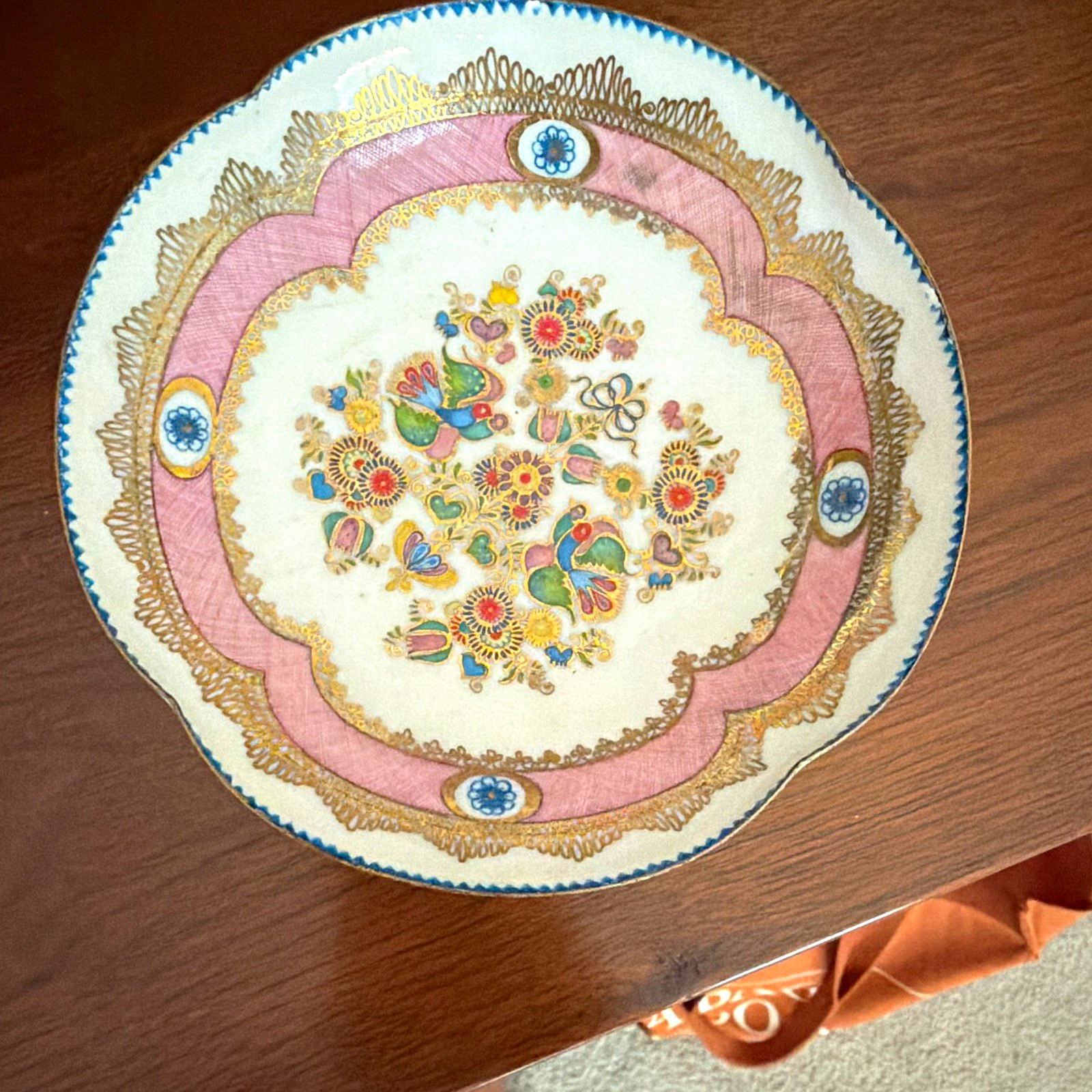 Lambertside Austria Round Multicolor Floral Ceramic Bowl Painted Backstamp
