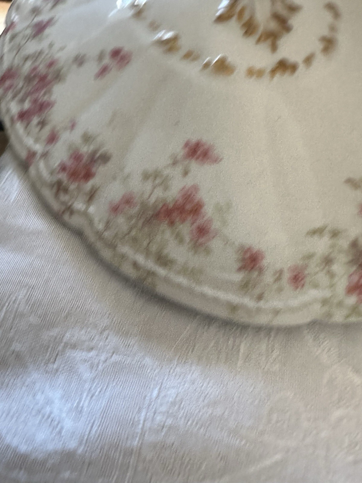 Charles Field Haviland Limoges Embossed Covered Butter Dish W/Pink Floral Sprays