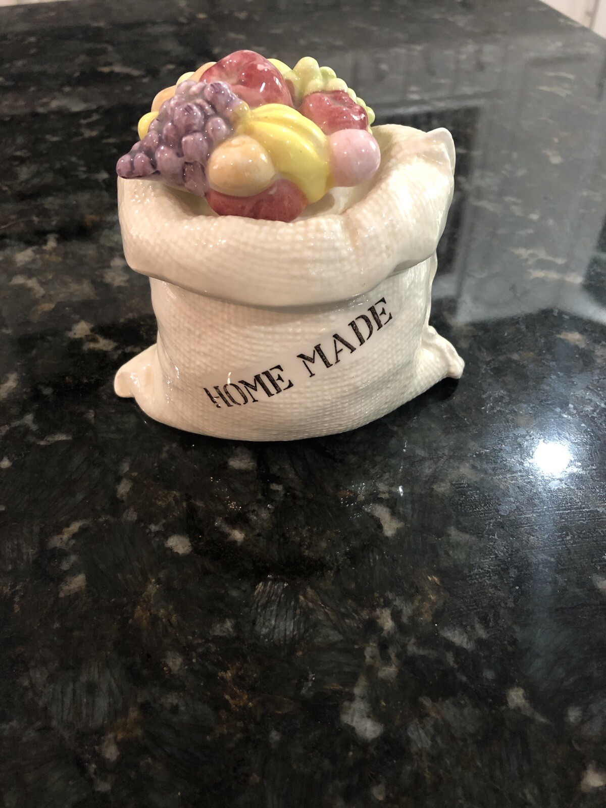 Vintage Lefton “Homemade” Lidded Jam Pot #3906 Ceramic Fruit Jar No Spoon