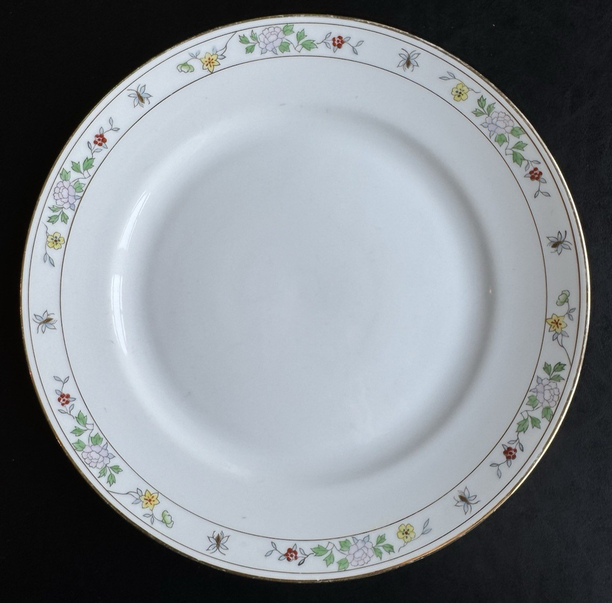 Noritake N1611 Field Japan (6) Dinner Plates Flowers Bees Rare Gold Hand Painted