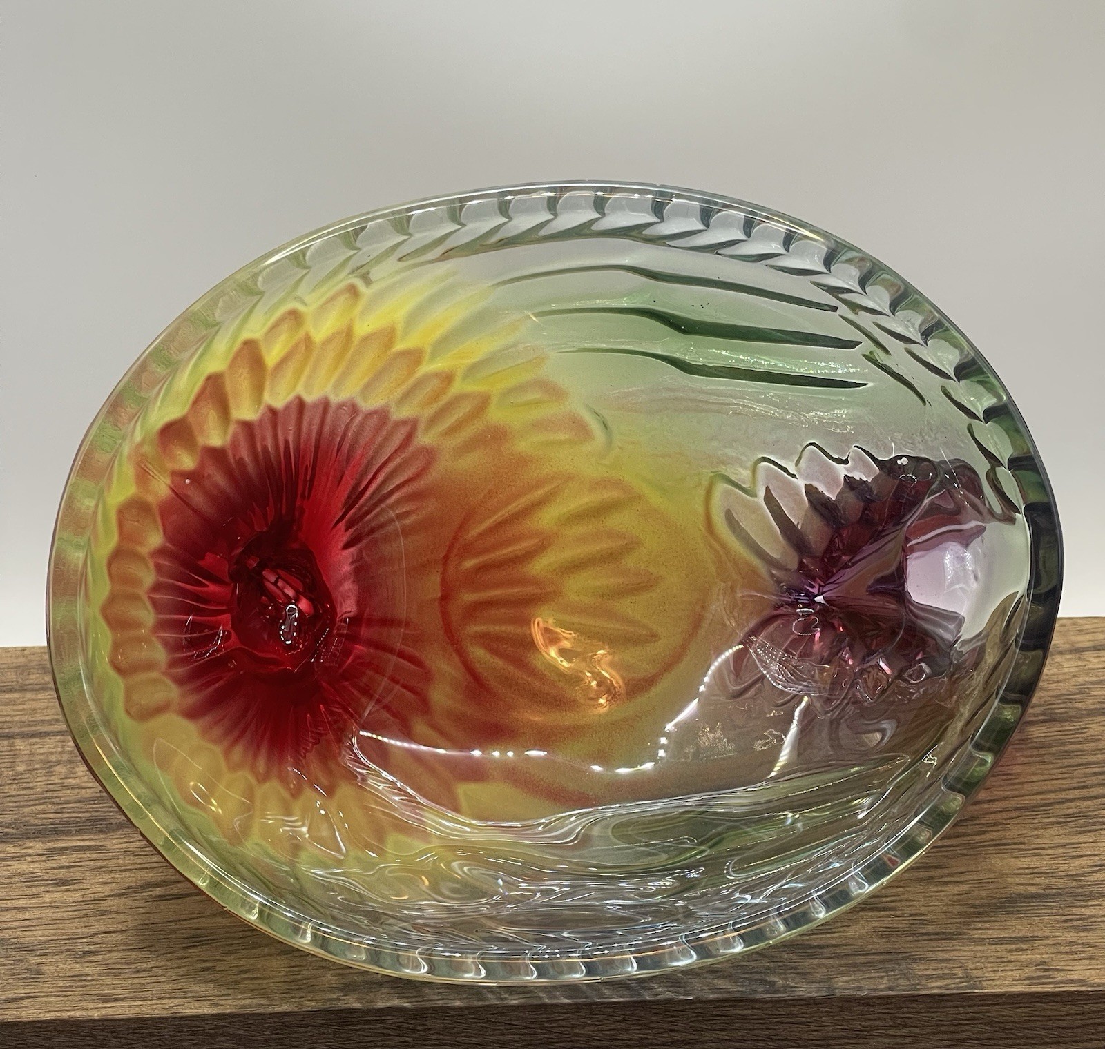 Rainbow Glass Hen On Nest Covered Candy Dish 7” Decorative Import