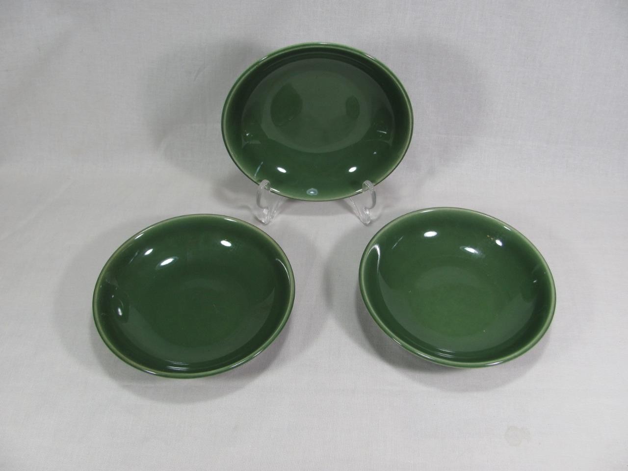 SET OF 3 UNIVERSAL POTTERIES BALLERINA BOWLS 5 1/4″ GREEN 1950s POTTERY