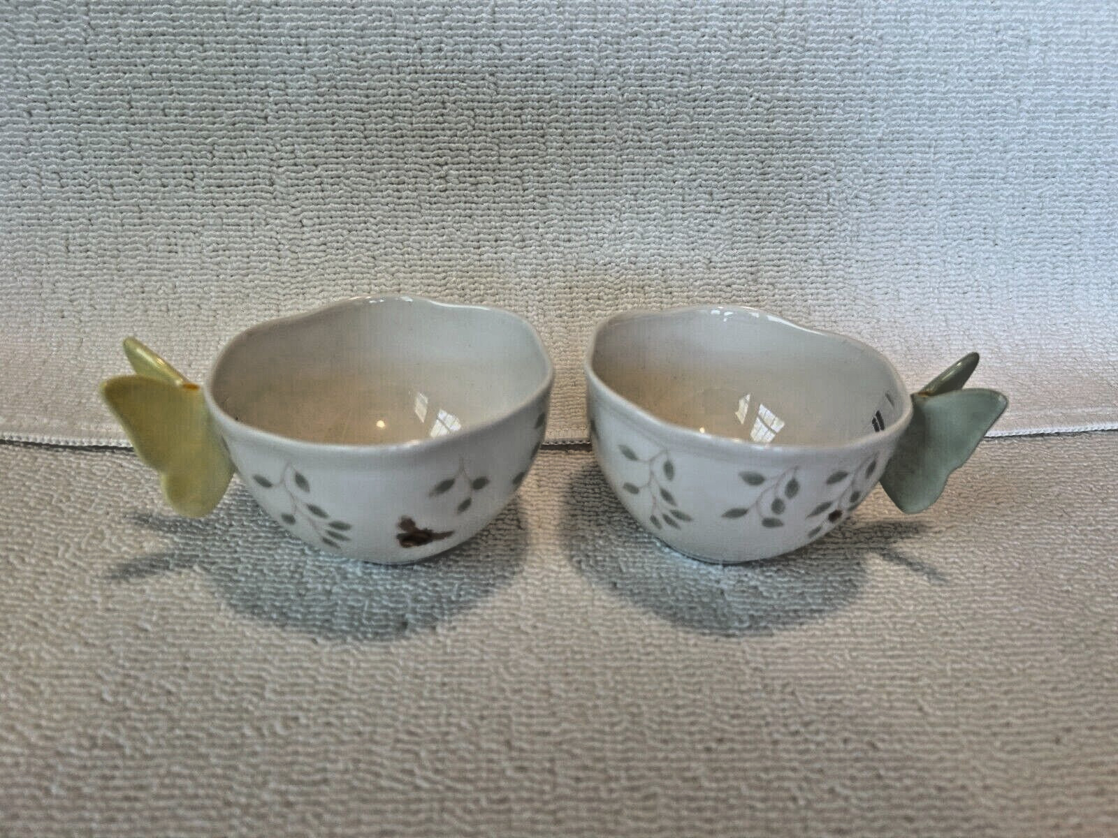 (2) Lenox Teacup Butterfly Meadow Handle Coffee Cup Mug w/ a Bumble Bee