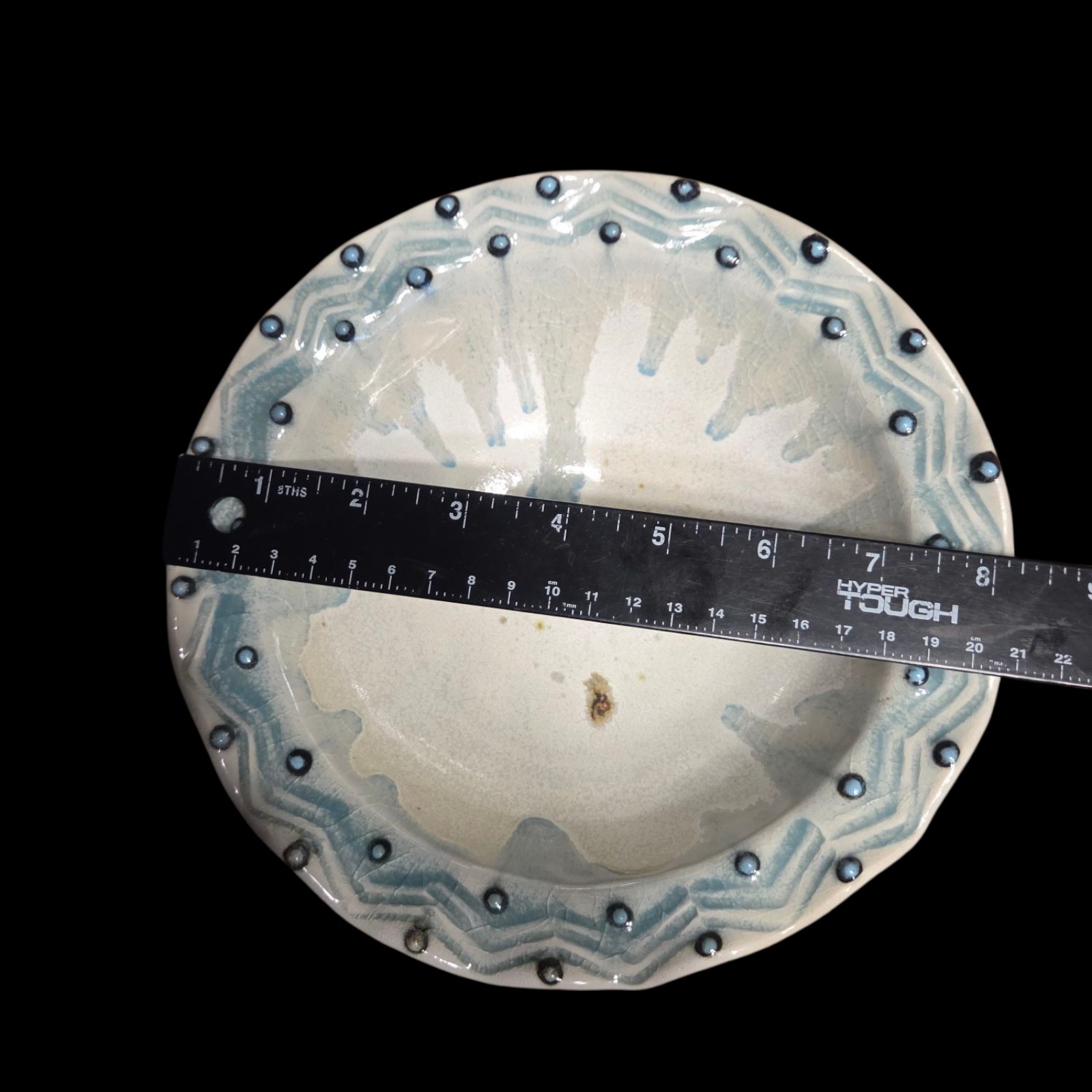 Studio Art Pottery Serving Bowl 8.25″ Blue Gray Decorative Rustic Farmhouse