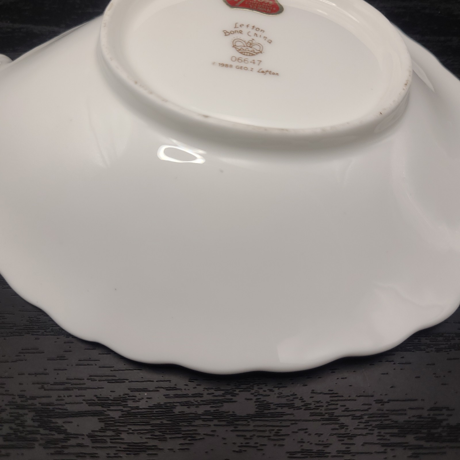 Vintage 1988 Lefton Bone China Red Cardinals & Holly Trinket Dish