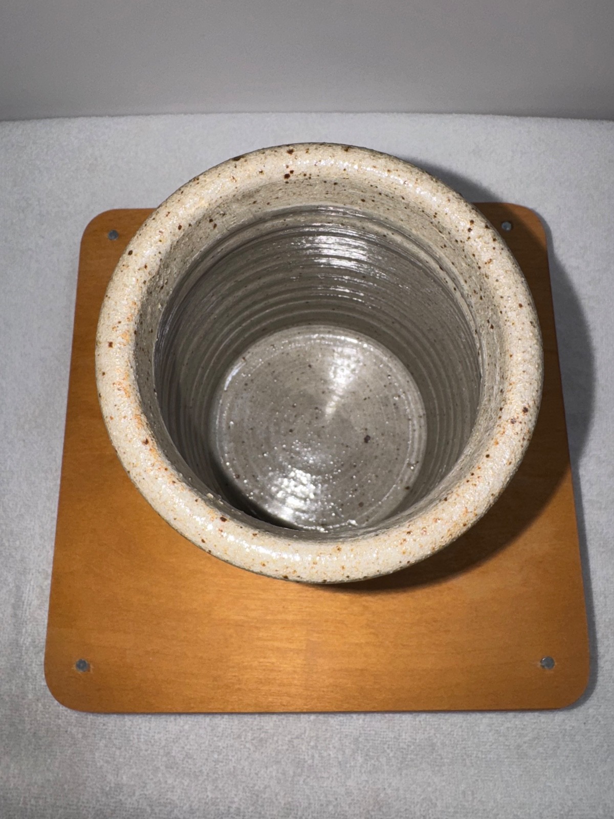 Vintage Crock North Canton Ohio Stoneware Salt Glaze Kitchen Utensil Holder 6″