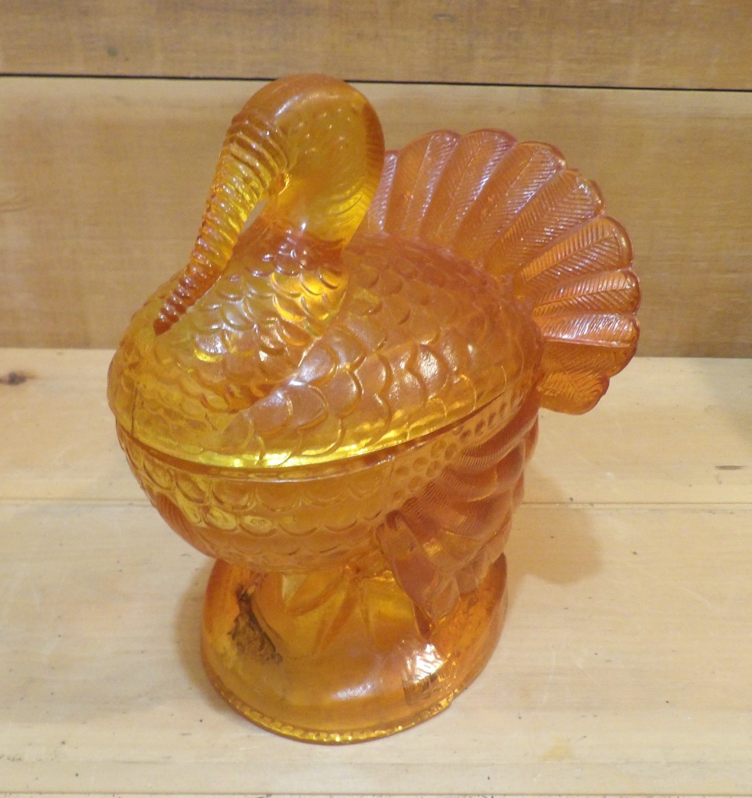 1 Orange Turkey on A Nest Candy Dish. 6¼”L x 5″W x 2⅛”D x 7″H.