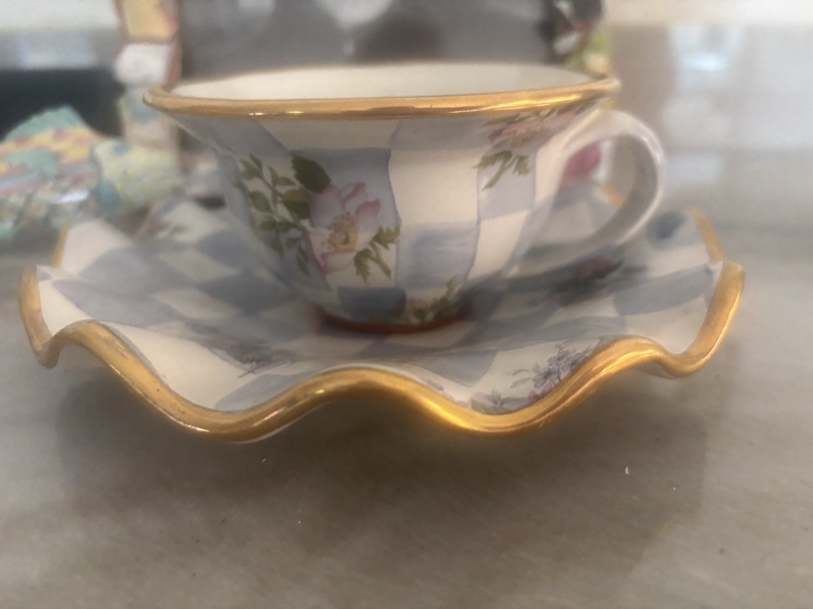 McKenzie Childs Honeymoon Blue Morning Glory Mug – Ceramic 12 Oz Retired