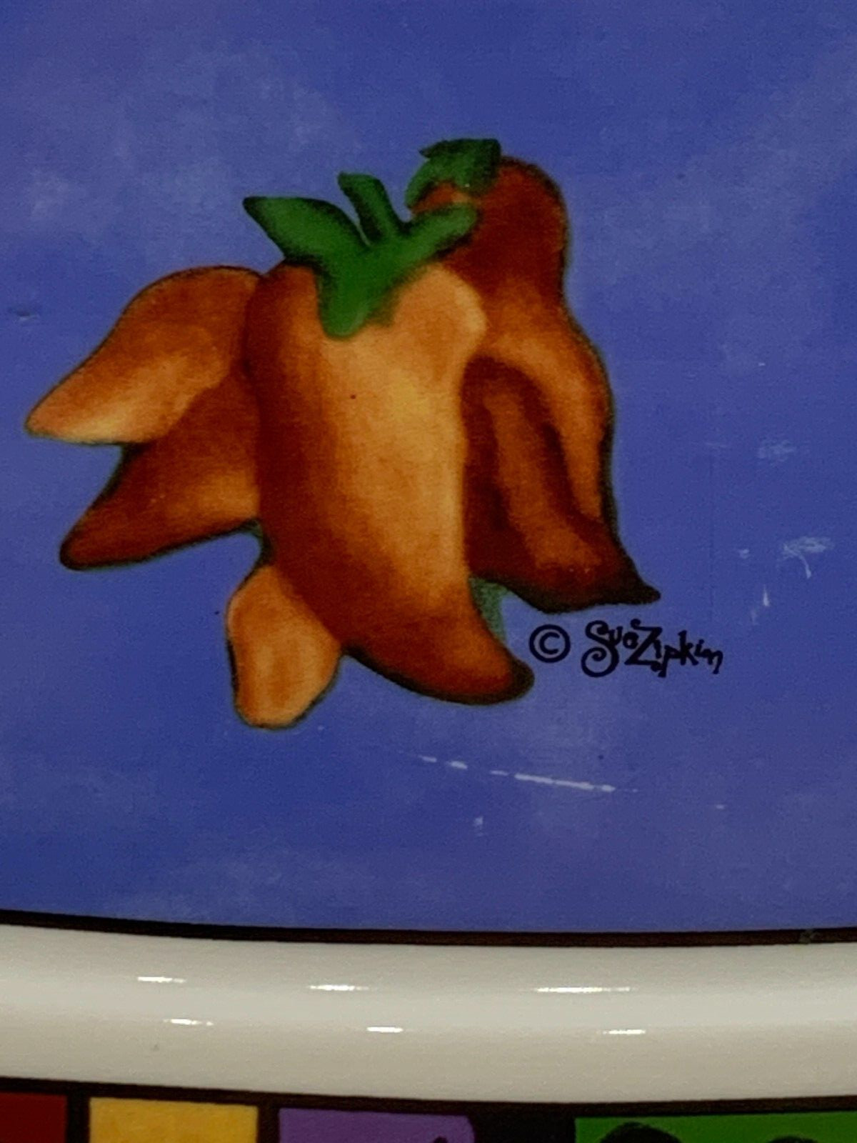 Sue Zipkin Hand Painted Serving Platter of original art work of Chili Peppers.