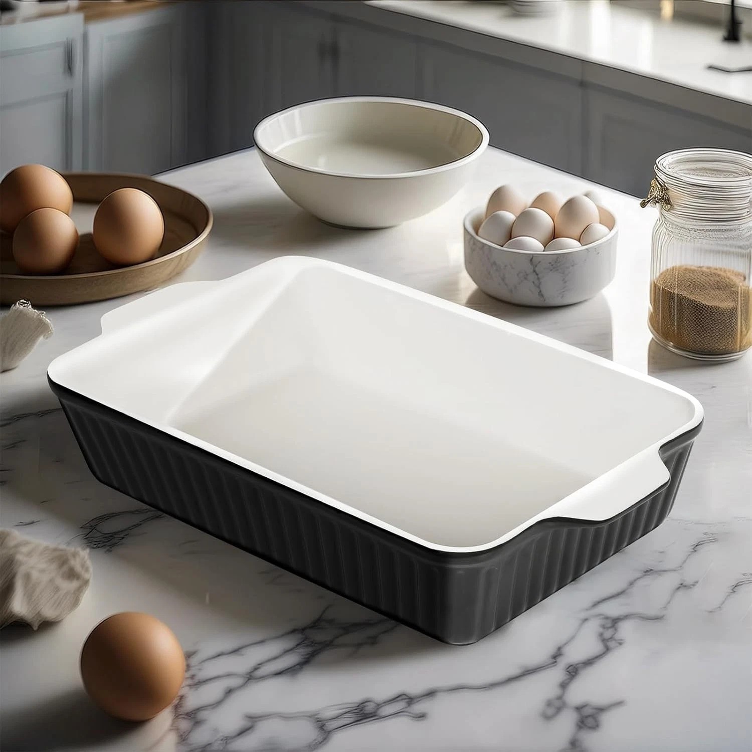 9×13 Ceramic Bakeware – Large Deep Lasagna Pan with Handles