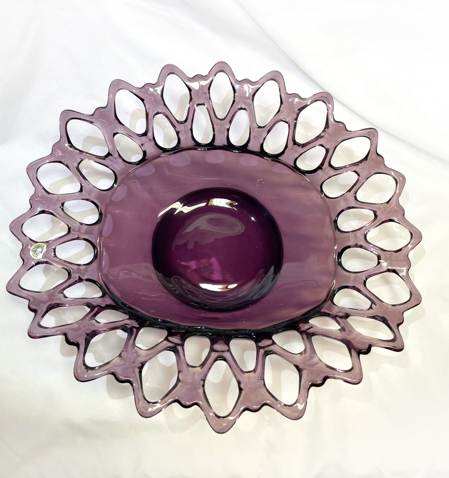 Vintage Westmoreland Purple Amethyst Glass Doric Lace Edge Bowl