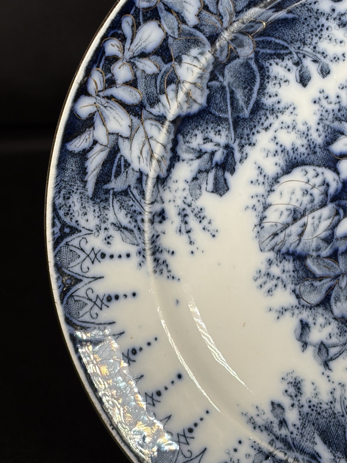 2 Antique Rare K G Keller Guerin Luneville France VILOETTE Flow Blue 7” Plates