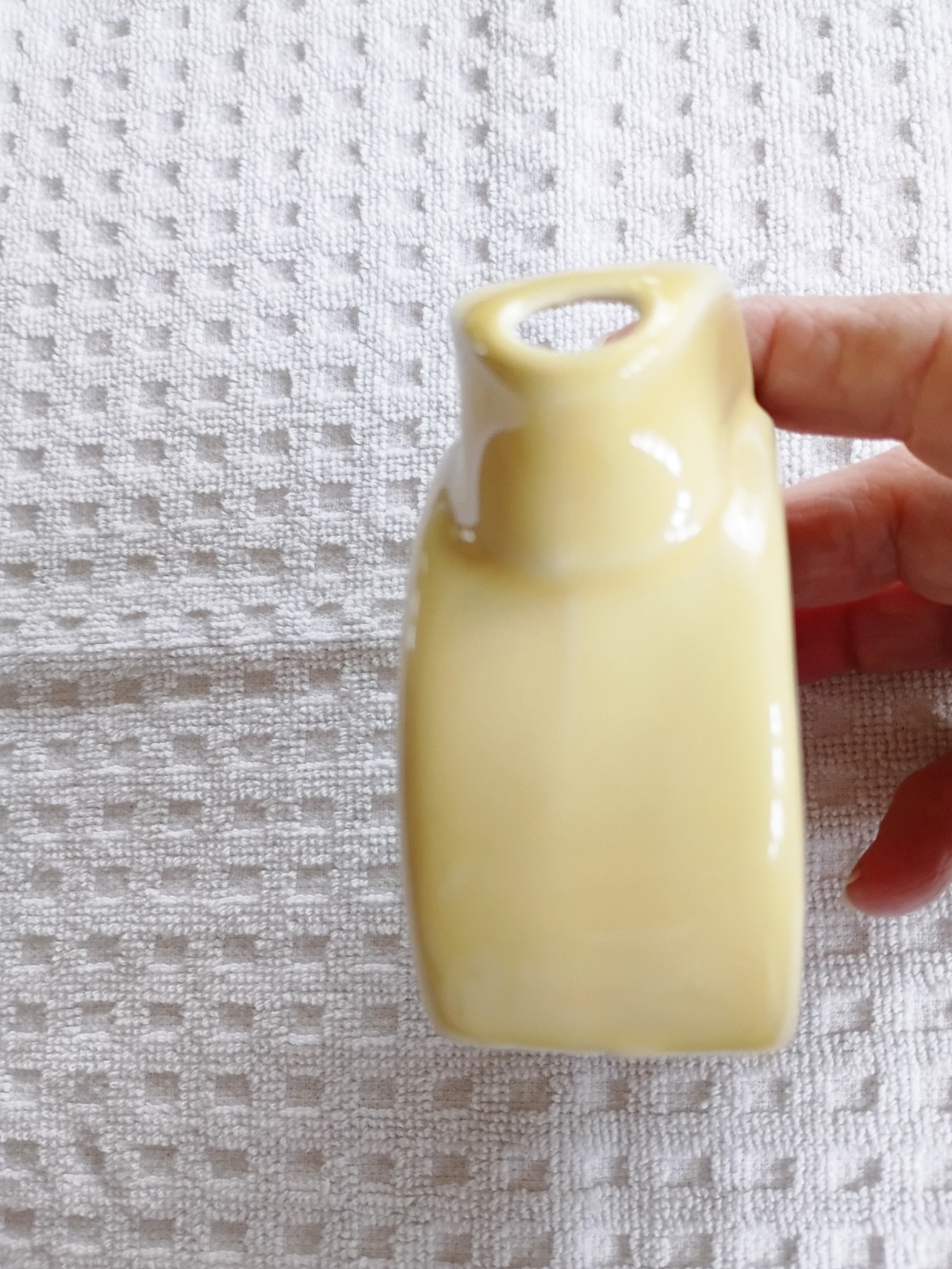 Vintage Small Fiesta Ware Light Yellow Disk Mini Pitcher Creamer 3”