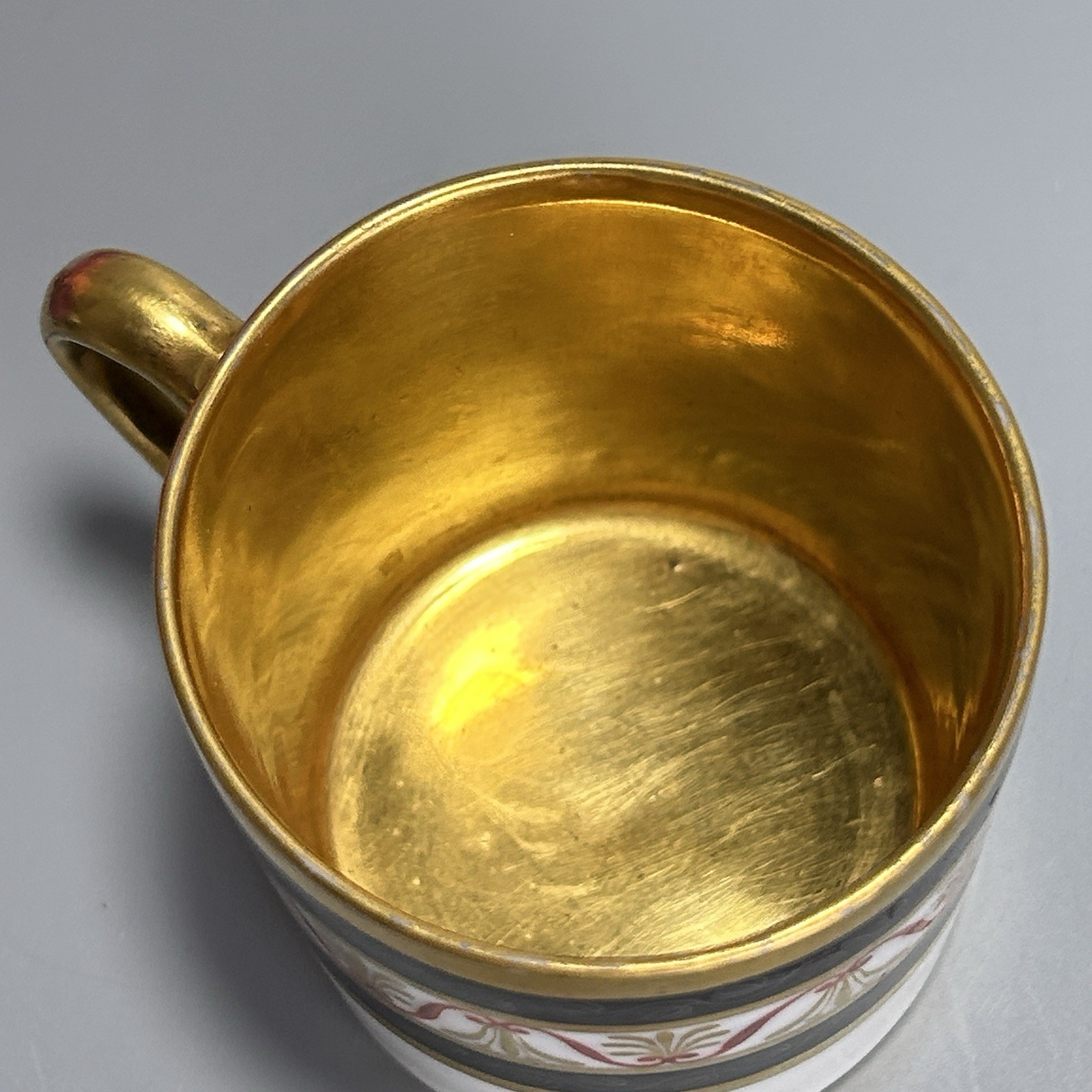 Antique Nast Veiux Paris Porcelain Cup C1815s Gilt French Empire 2.5”H Gold