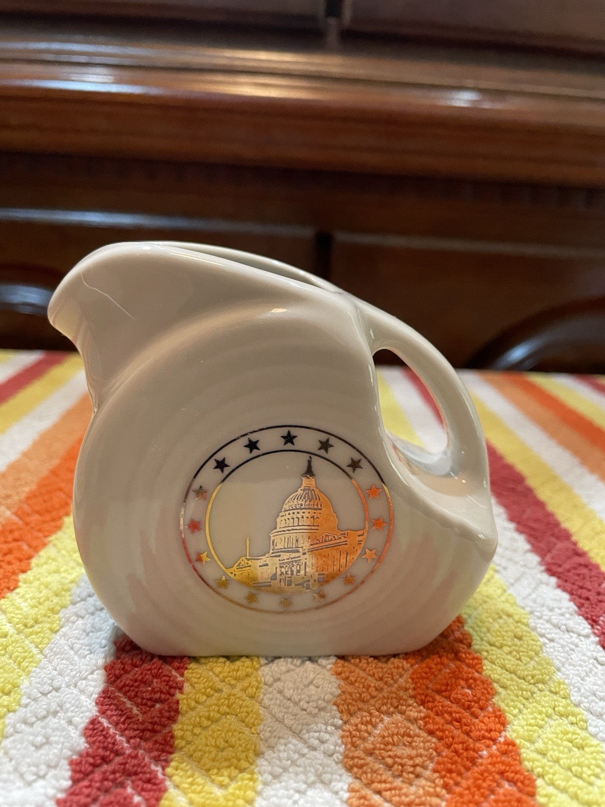 Fiesta US Senate Capitol Mini Disk Pitcher 2026 On Linen Pristine VHTF Gift Shop