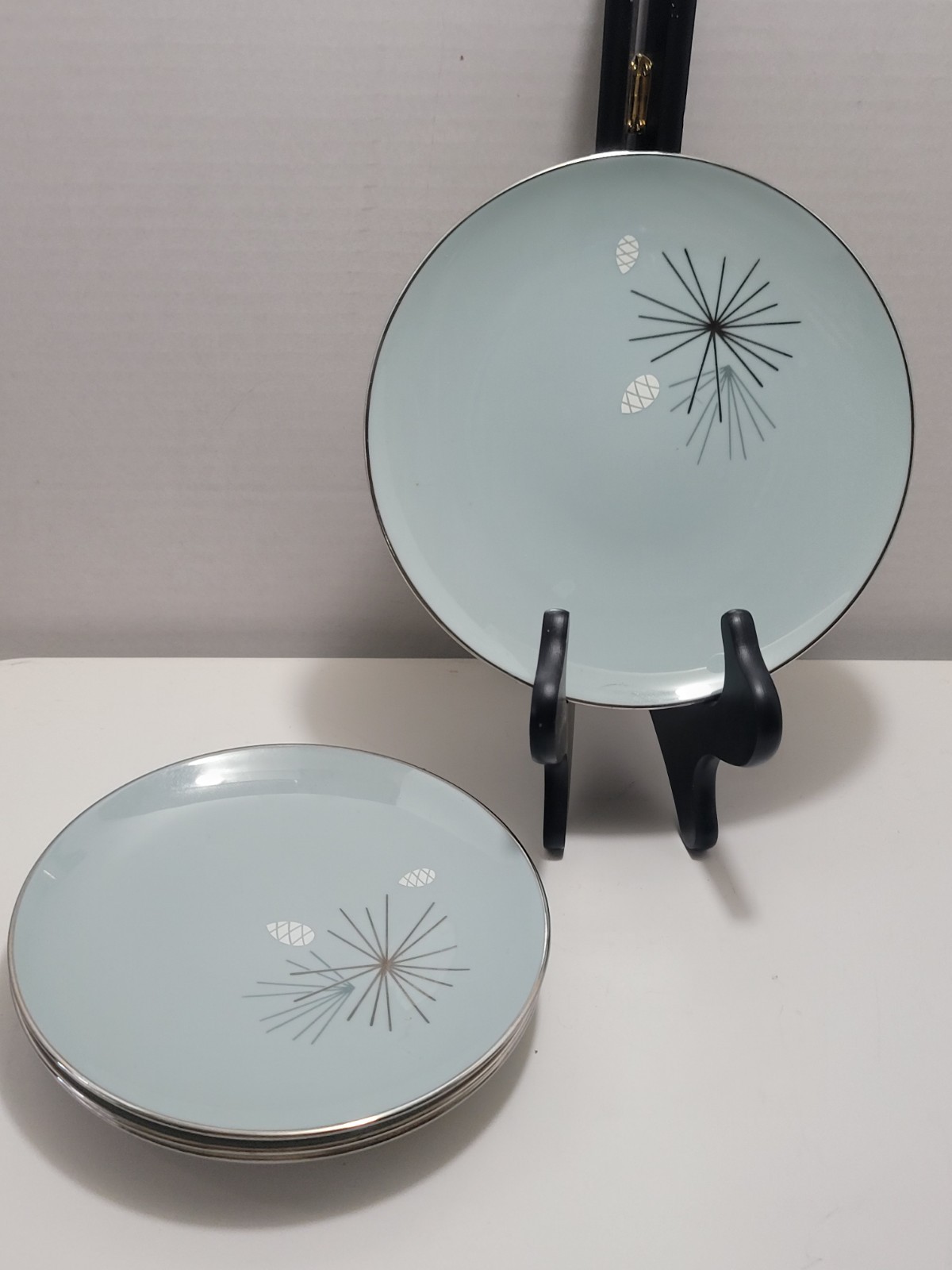 4 Franciscan China SILVER PINE Plates 3 6 1/4” Bread 1 6 15/16″ Dessert GMB&Co