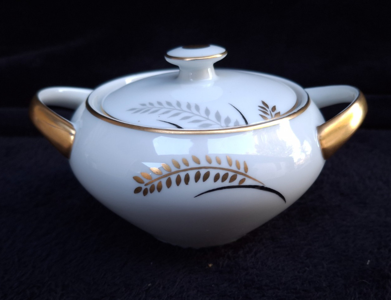 LIPPER & MANN (L&M)-HARVEST GOLD CHINA-PLATTER, BOWL,GRAVY ,SUGAR BOWL-4 PIECES