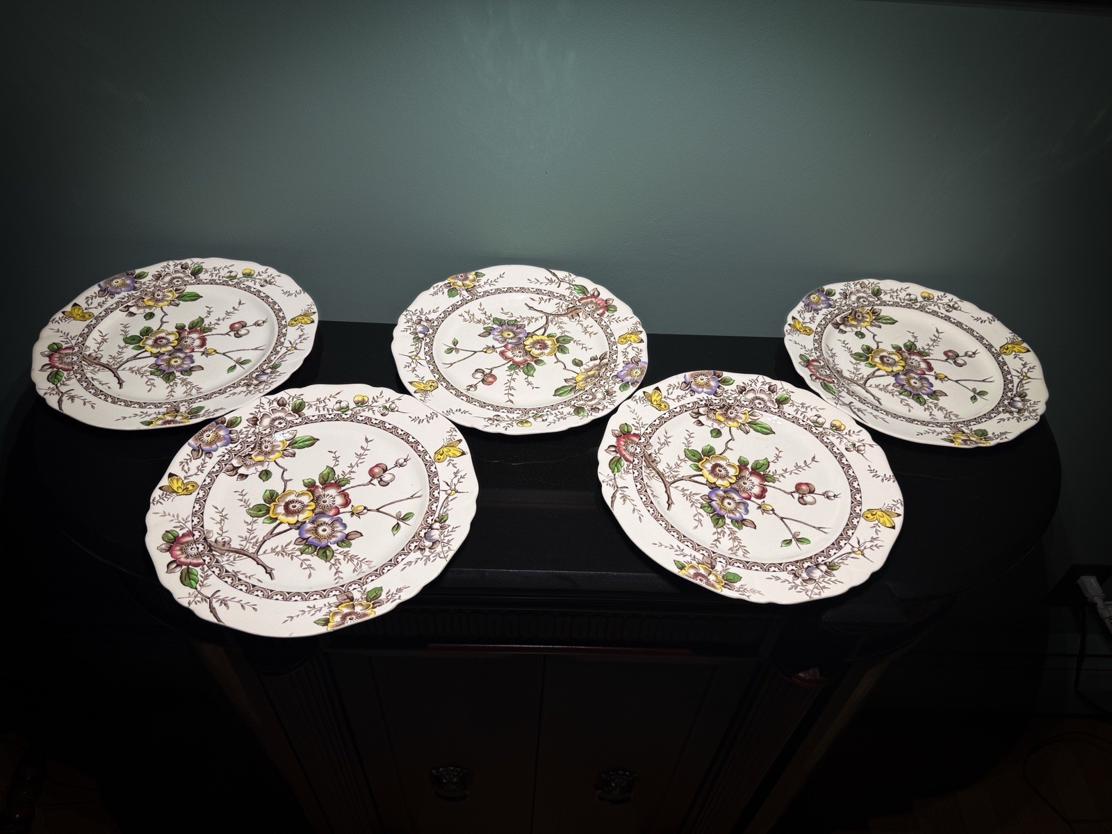 Set of 5 Alfred Meakin Medway Beautiful Dinner Plates Transferware Floral
