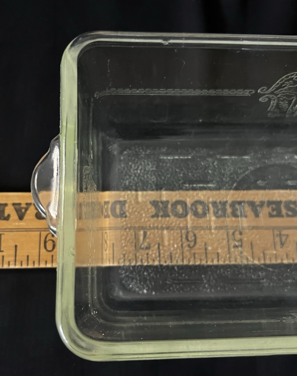Vintage Glasbake 254 Loaf Pan Clear Glass Baking Dish Art Deco Pattern USA